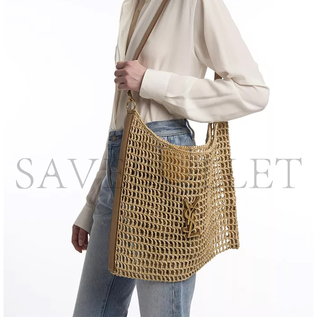 Y*L oxalis raffia crochet and vegetable-tanned leather handbag 773984gaaeb9718 (46*38*3cm)